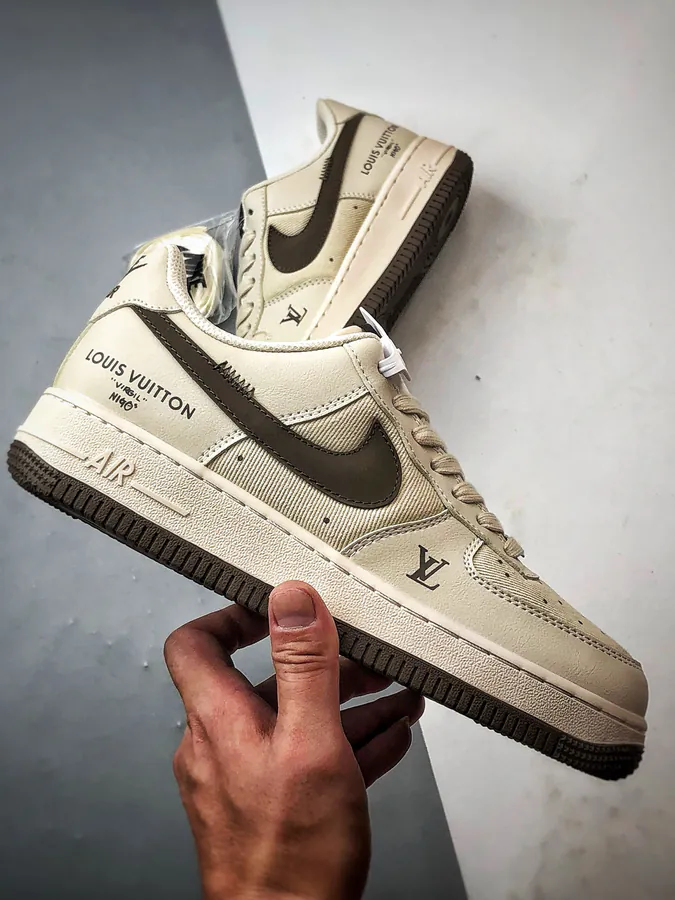 LV x Air Force 1 Low Canvas Patch Olive
