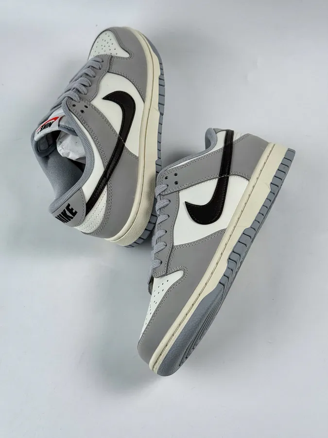 Nike Dunk Low in Gray, White, and Black