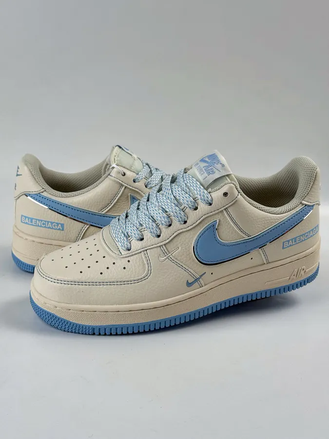 Nike Air Force 1 Low 07 x Balenciaga White Blue Double Swoosh Starry