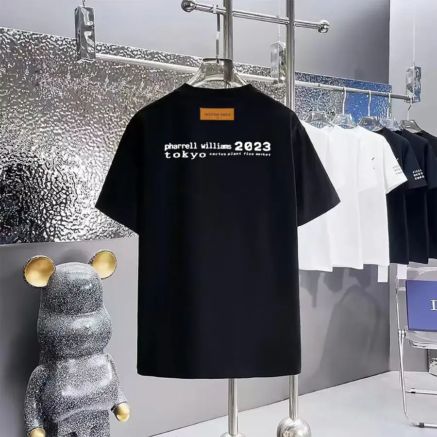 Louis Vuitton Print Round Neck Short Sleeve T Shirt