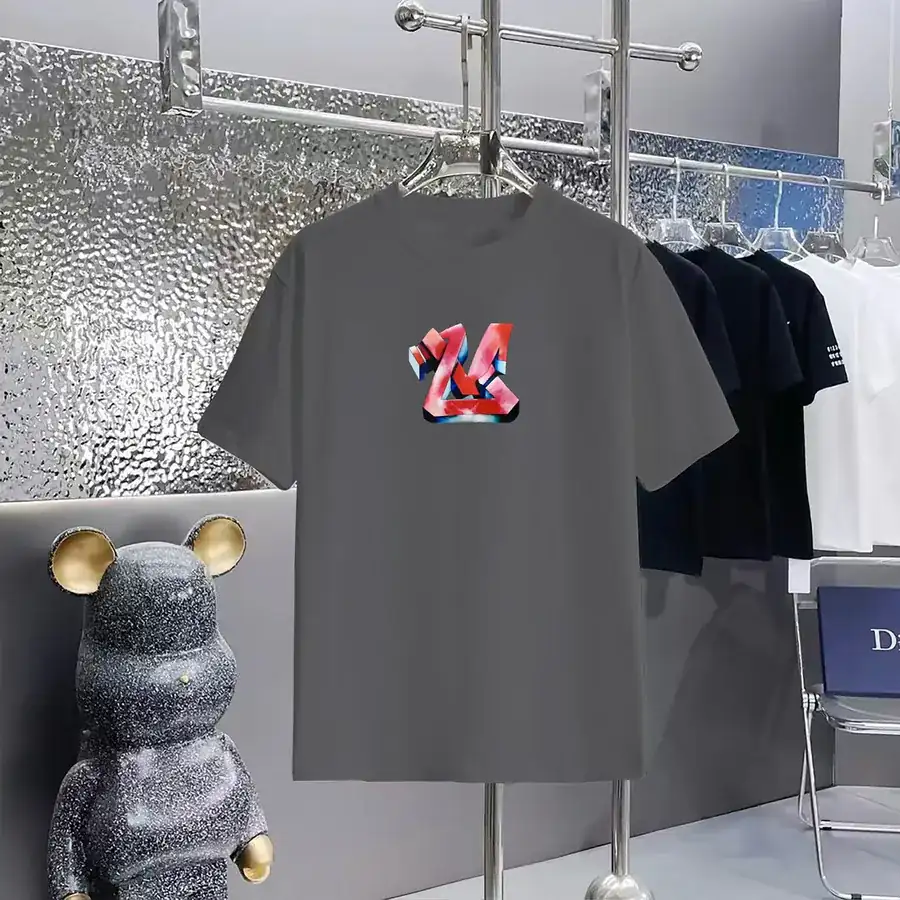 Louis Vuitton Print Round Neck Short Sleeve T Shirt
