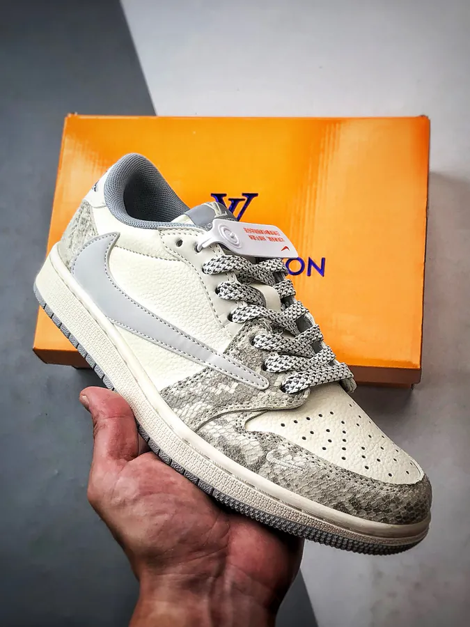 LV Snake Print Air Jordan 1 Low OG Premium Custom