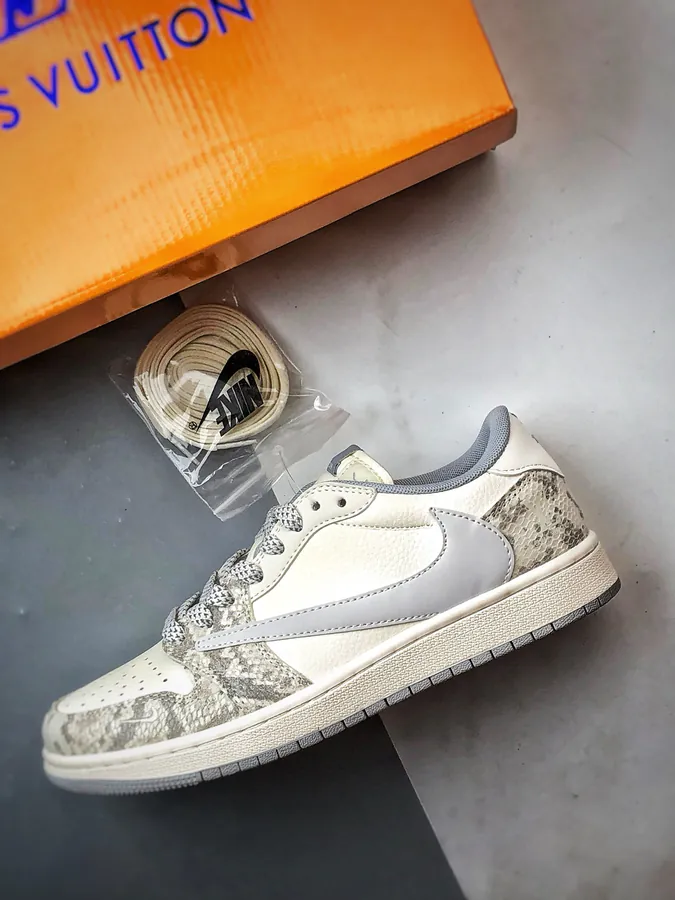 LV Snake Print Air Jordan 1 Low OG Premium Custom