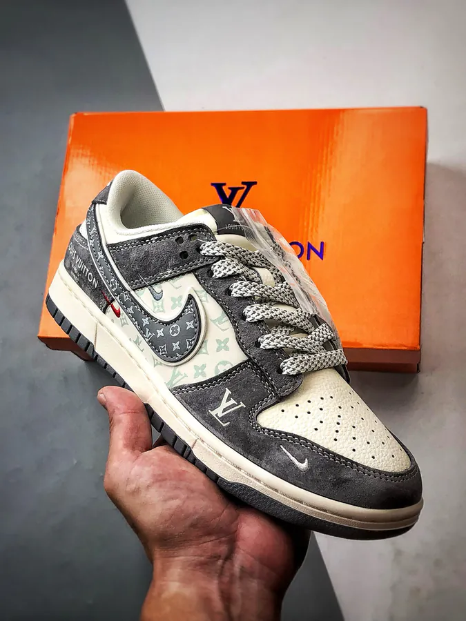 LV White Grey Print Low Sneaker