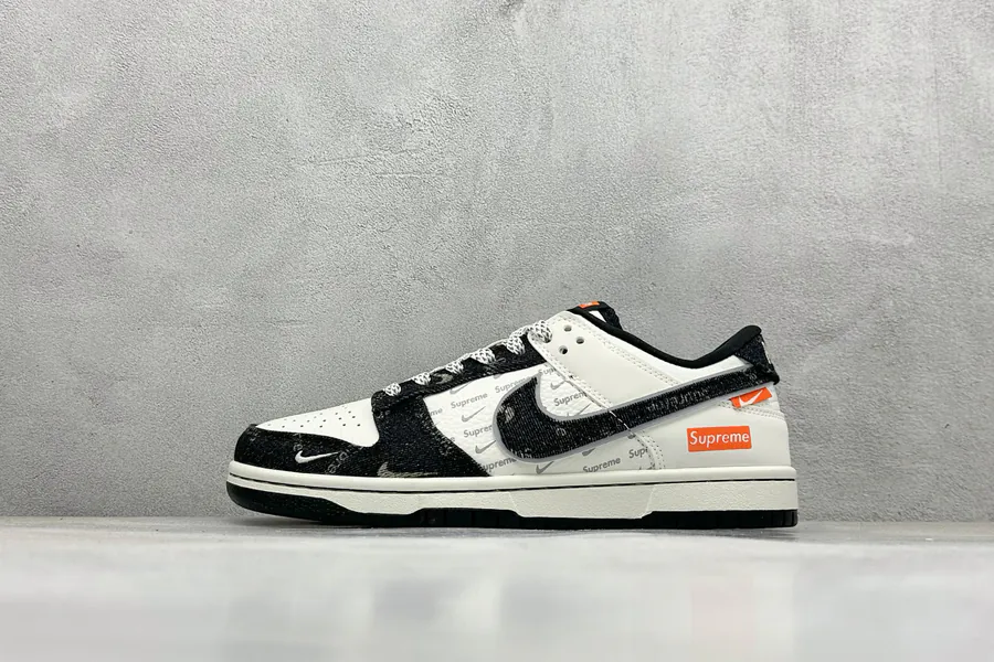 Nike SB Dunk Low Sup Custom Edition Premium Custom Box, Black Denim, Low Top Casual Sneakers