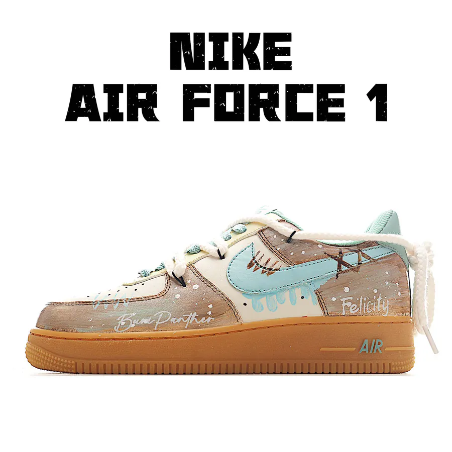 Nike Air Force 1 Custom Board Shoes with Mint Bubble Design
