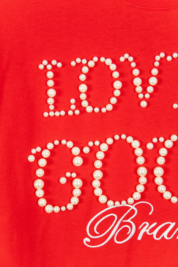 GOODBRAND 25ss Pearl Embroidery Short Sleeve