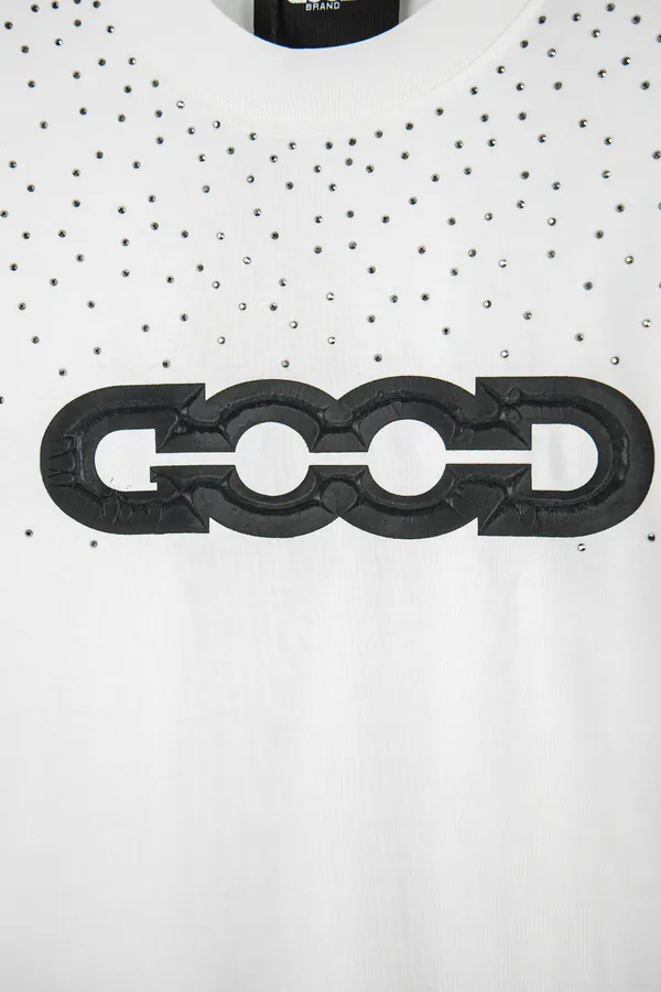 GOODBRAND Stamped Embroidery Logo Print Round Neck T Shirt for Men and Women
