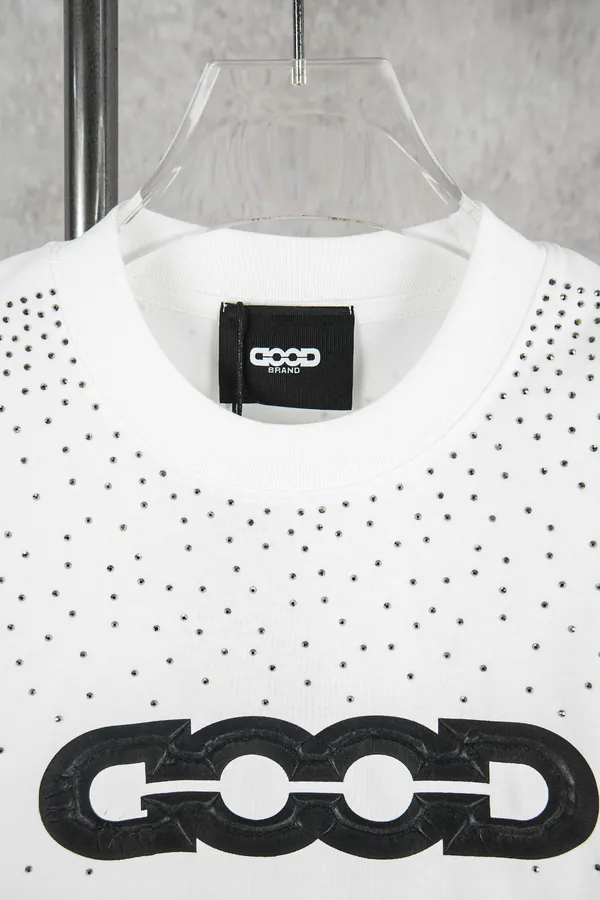 GOODBRAND Stamped Embroidery Logo Print Round Neck T Shirt for Men and Women