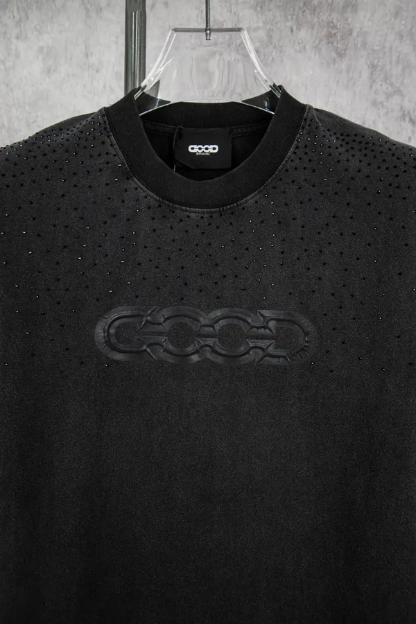 GOODBRAND Stamped Embroidery Logo Print Round Neck T Shirt, Unisex