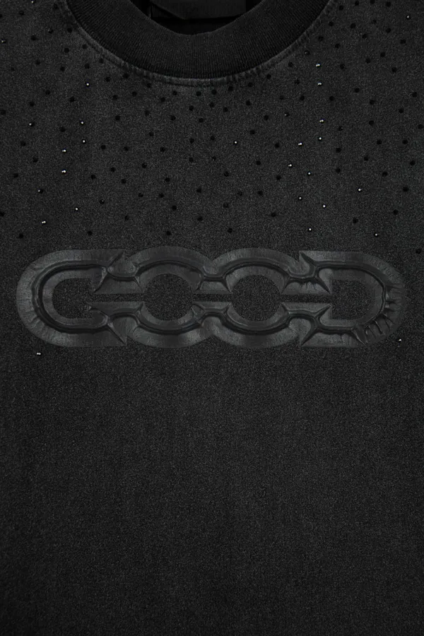 GOODBRAND Stamped Embroidery Logo Print Round Neck T Shirt, Unisex