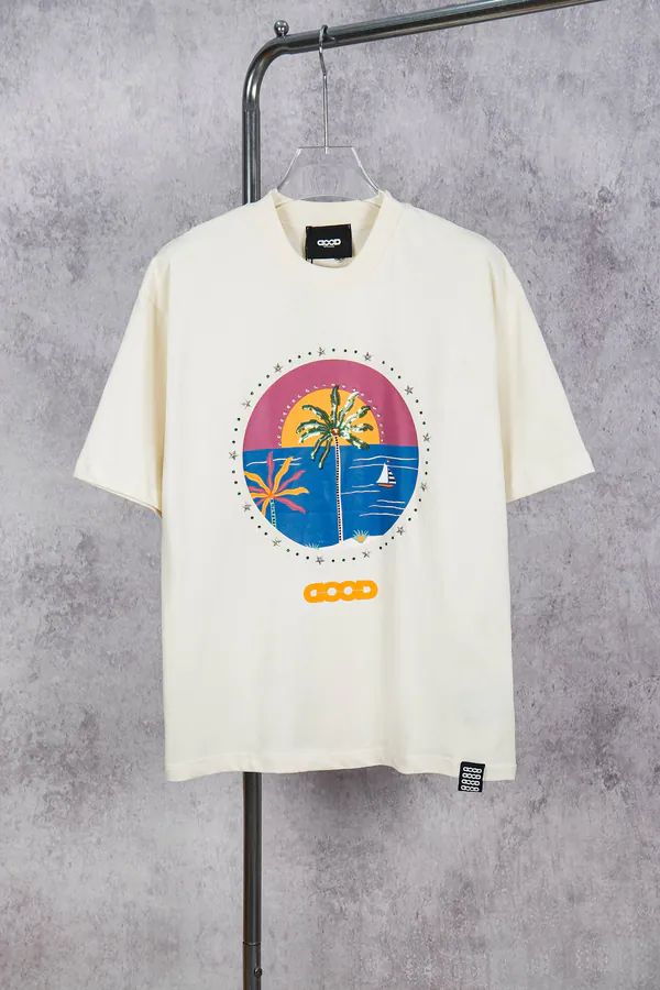 GOODBRAND Coconut Tree Embellished T Shirt with Star Design, Unisex