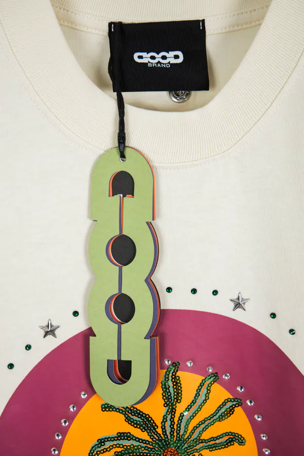 GOODBRAND Coconut Tree Embellished T Shirt with Star Design, Unisex
