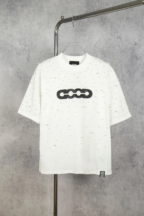 GOODBRAND 25ss Pearl Embroidery Short Sleeve