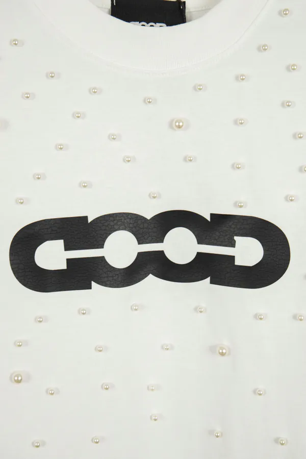 GOODBRAND 25ss Pearl Embroidery Short Sleeve