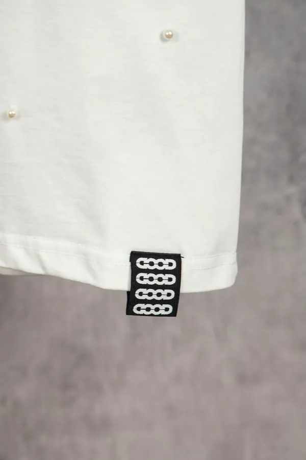GOODBRAND 25ss Pearl Embroidery Short Sleeve
