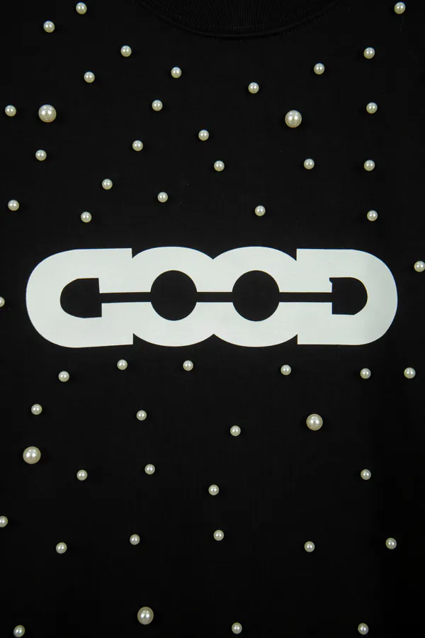 GOODBRAND 25ss Pearl Embroidery Short Sleeve