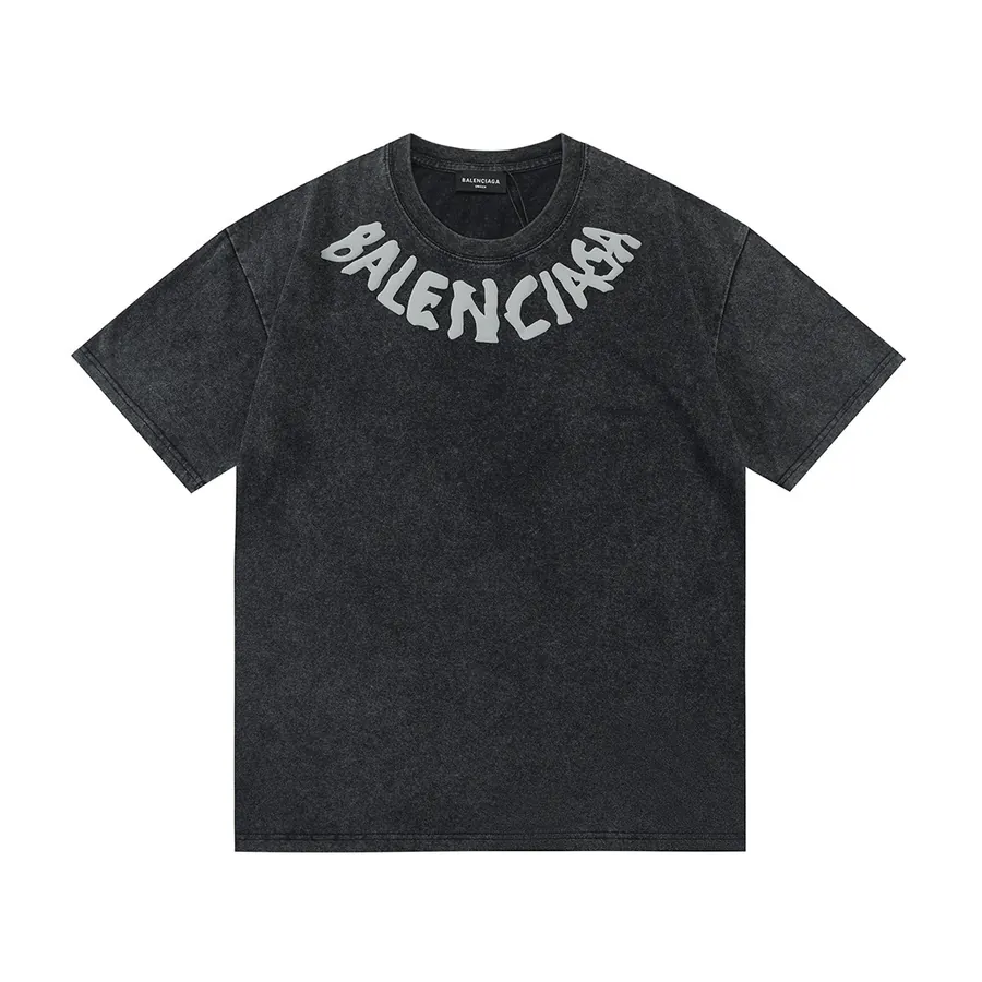 Balenciaga 2025 New Collection Short Sleeve T Shirt with立体植绒 Letter Logo