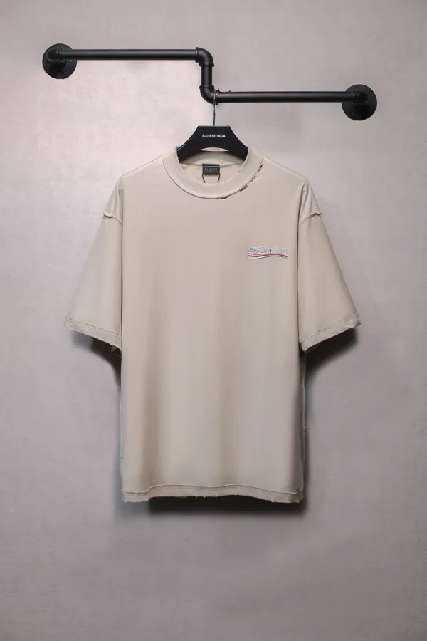 BALENCIAGA Reversible Embroidered Ripped Coca T Shirt