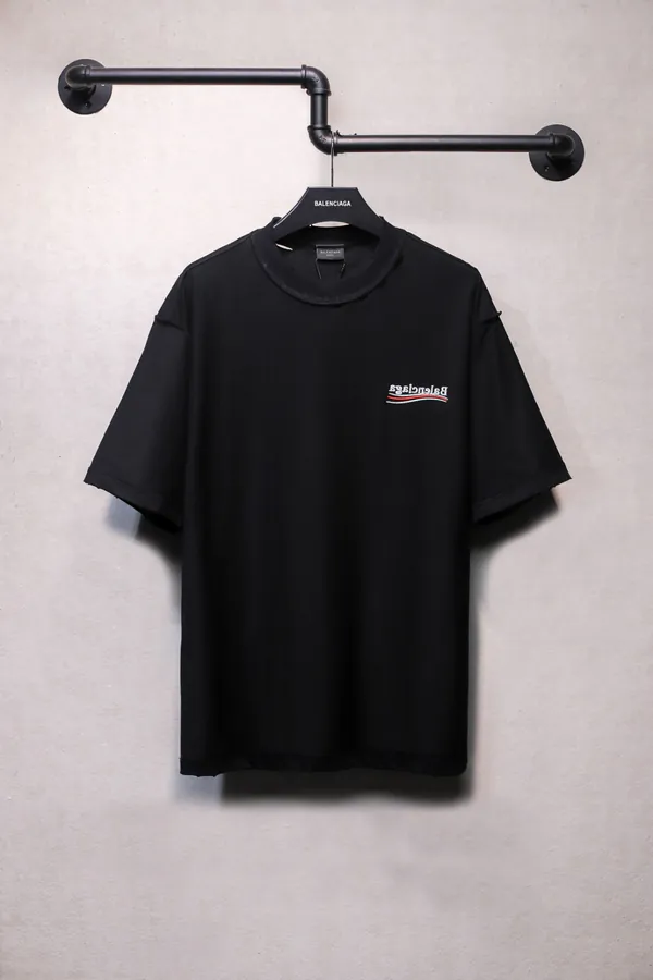 BALENCIAGA Anti Piercing Embroidered Ripped Cola T Shirt