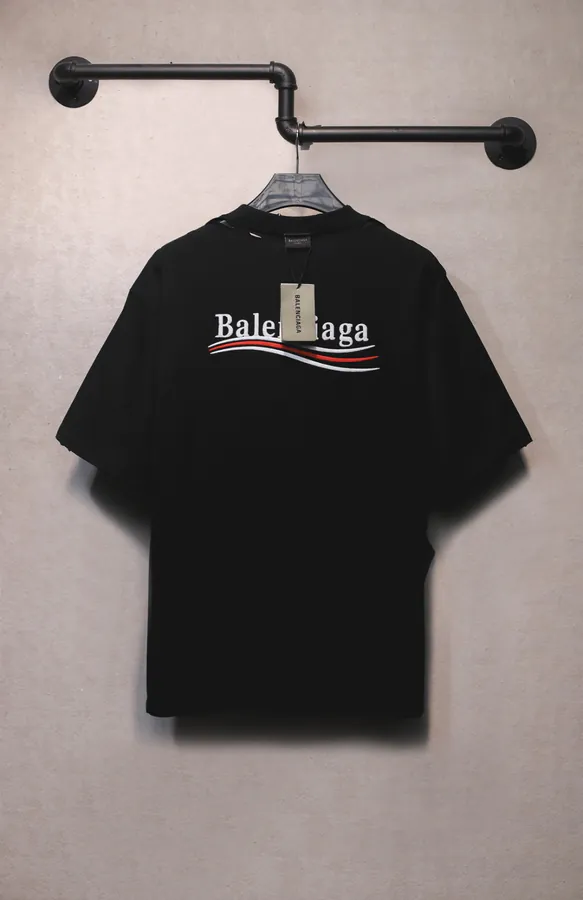 BALENCIAGA Anti Piercing Embroidered Ripped Cola T Shirt