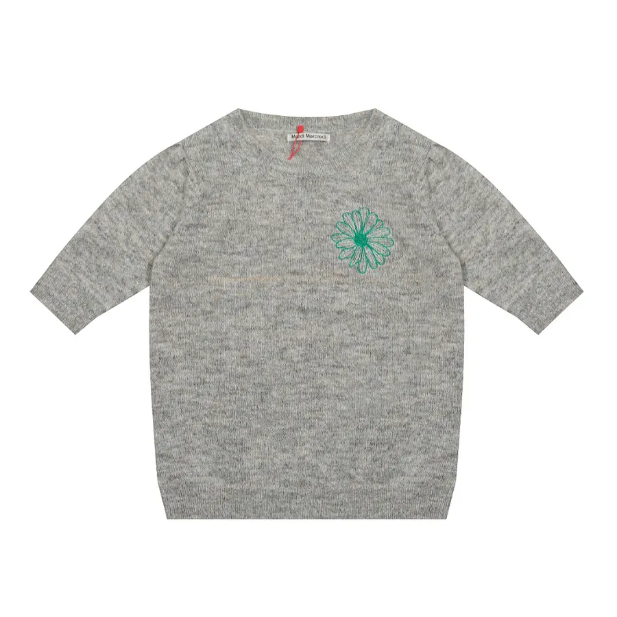 Mardi Mercredi Maal Merino Blend Knit Top with Daisy Embroidery Logo