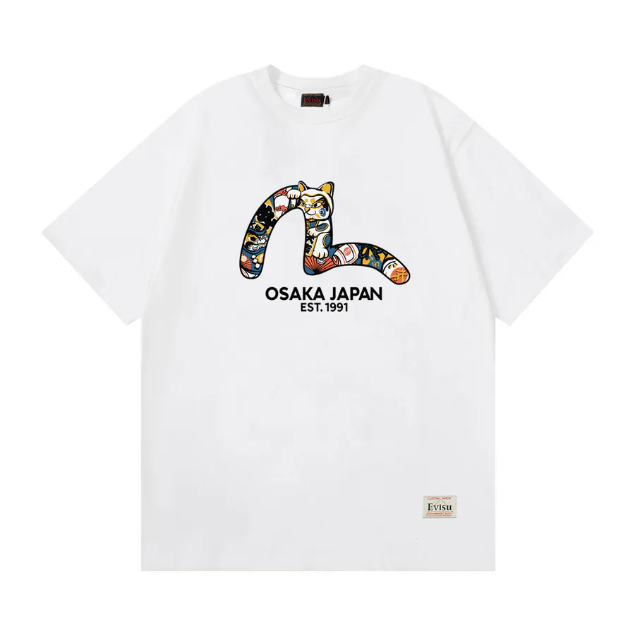 EVISU New Lucky Cat Small Seagull Print T Shirt