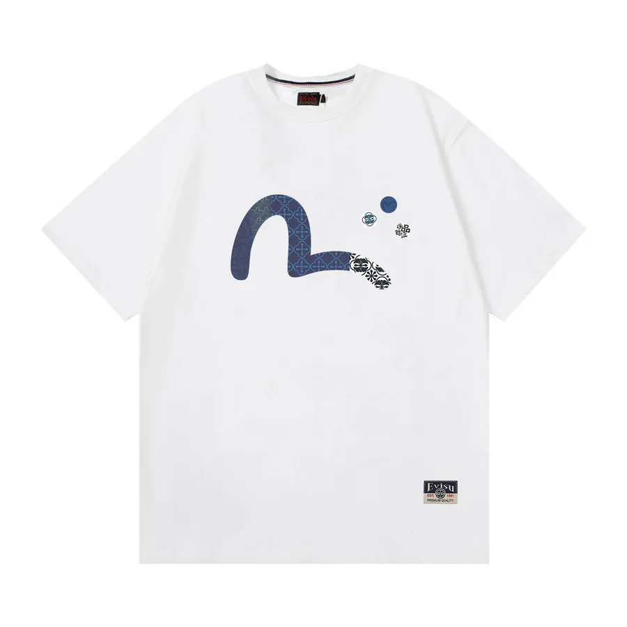 EVISU New Crocodile Print Loose Fit Casual T Shirt