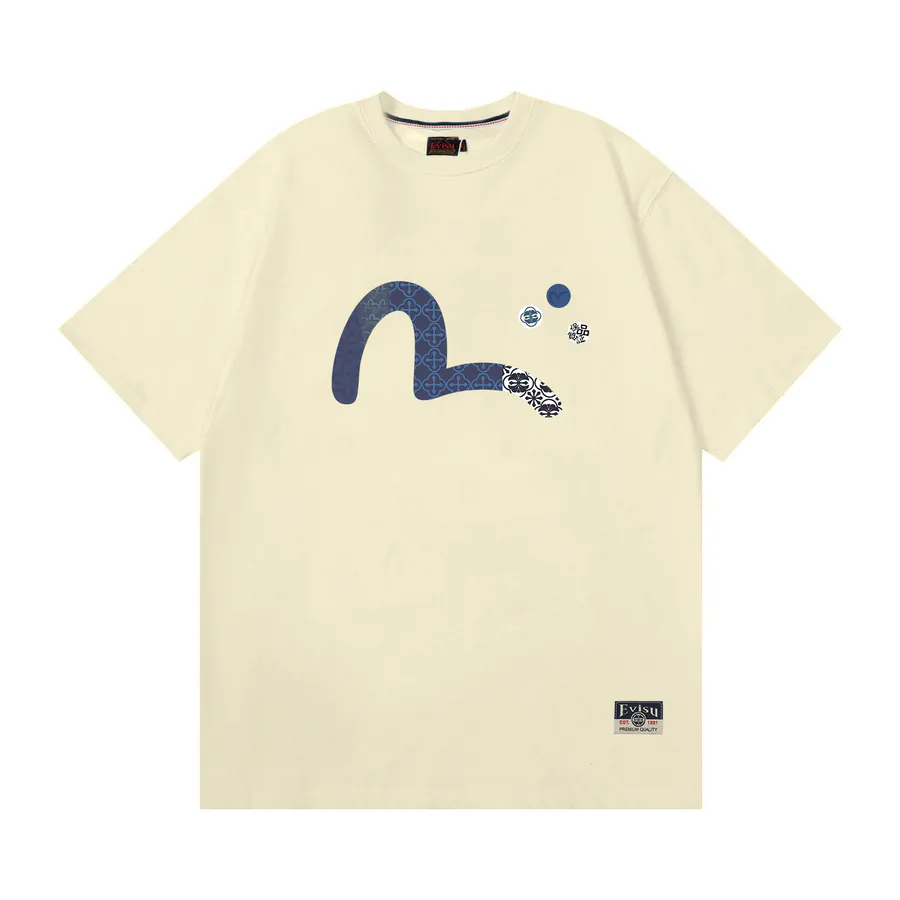 EVISU New Crocodile Print Loose Fit T Shirt with Embroidered Trim