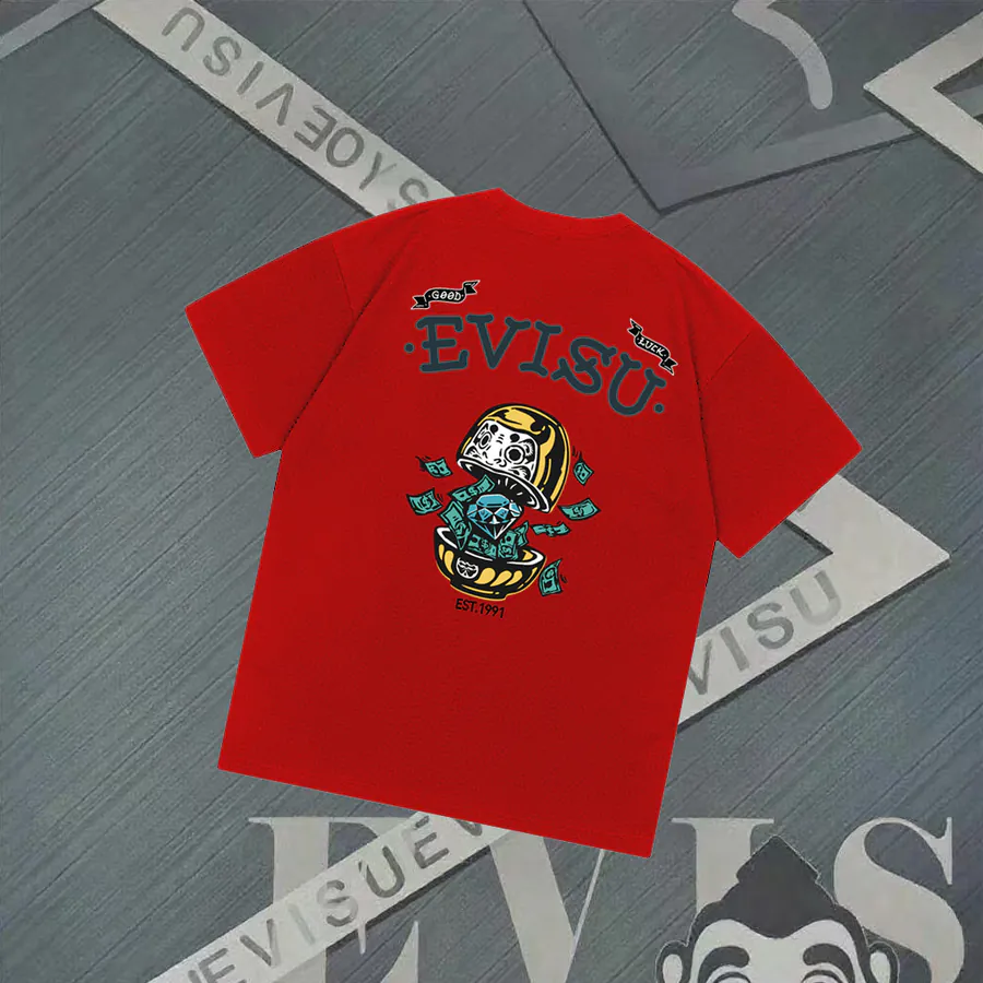EVISU New Diamond Bill Print Loose Fit T Shirt