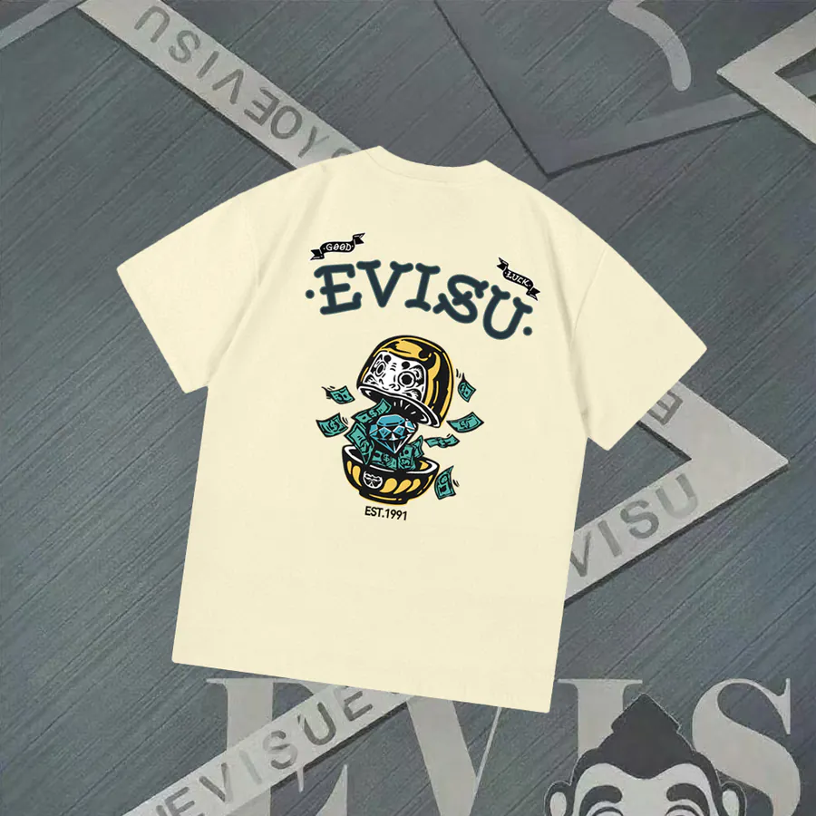 EVISU New Diamond Bill Print Loose Fit T Shirt
