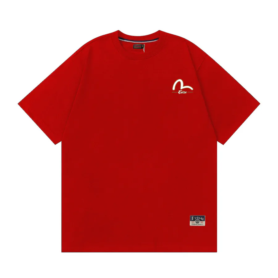 EVISU New Wave Pattern T Shirt, Casual Oversized Couple Style