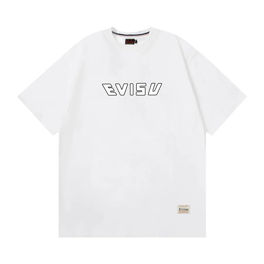 EVISU New Large M Print Letter Short Sleeve Casual Oversized Couple T Shirt