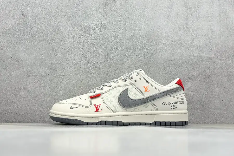 Nike SB Dunk Low LV Custom Edition Red Sole, Gray Outsole