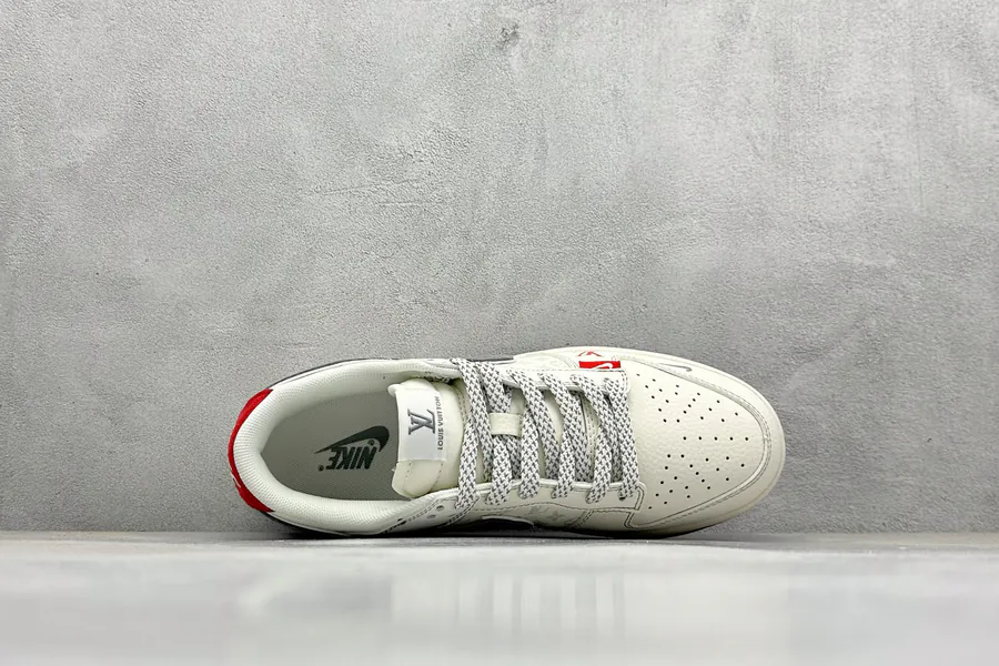 Nike SB Dunk Low LV Custom Edition Red Sole, Gray Outsole