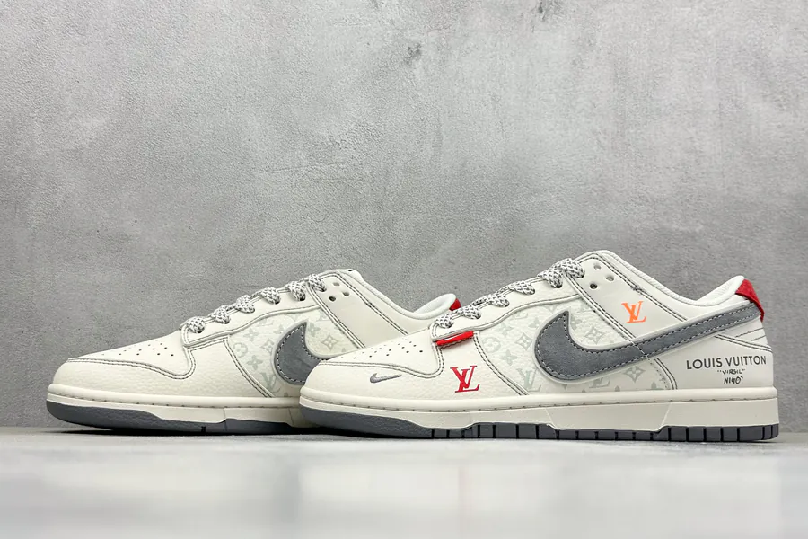 Nike SB Dunk Low LV Custom Edition Red Sole, Gray Outsole