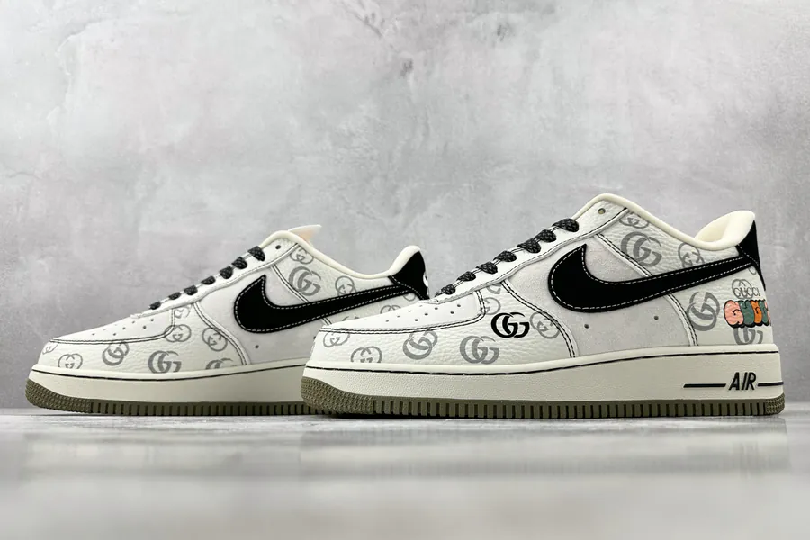 Nike Air Force 107 Gucci Collaboration White Black
