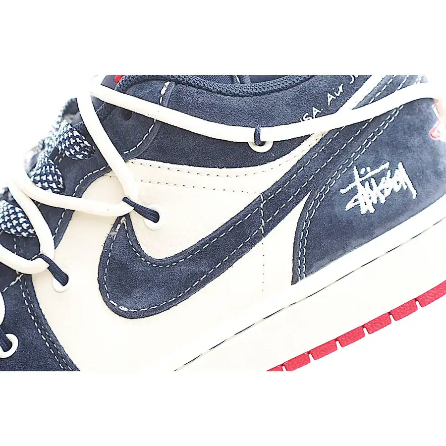 Air 1 Low 1 Qiao1 Collaboration Blue and Red Laces