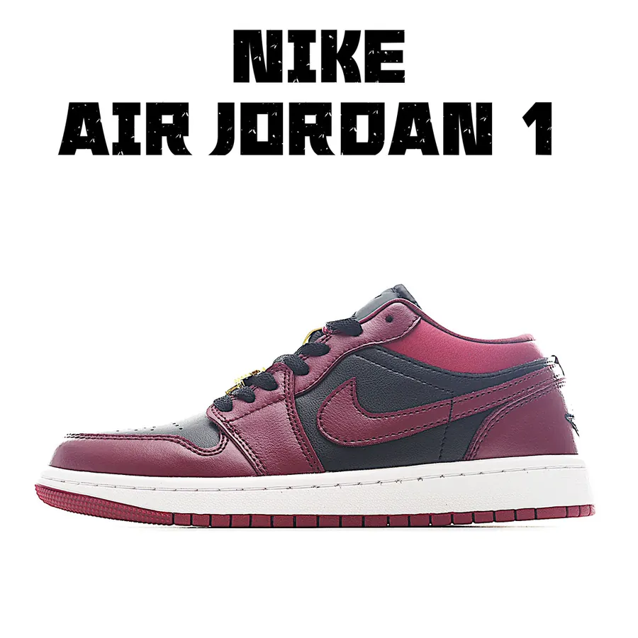 Air Jordan 1 Low Black and Wine Red Metal Wings