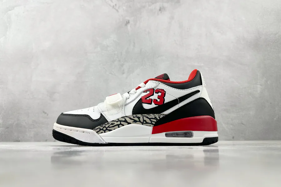 Jordan Legacy 312 Low in White, Black, and Red