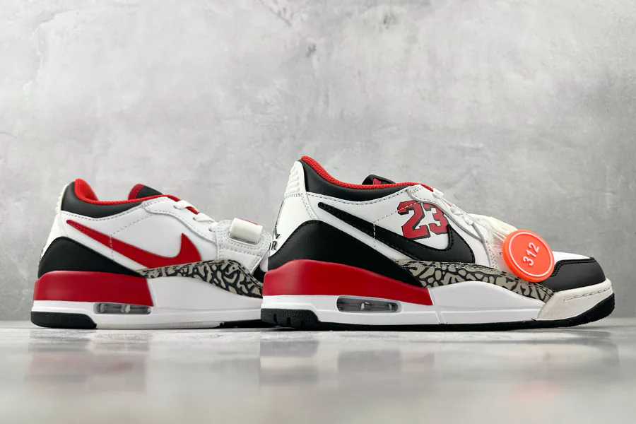 Jordan Legacy 312 Low in White, Black, and Red
