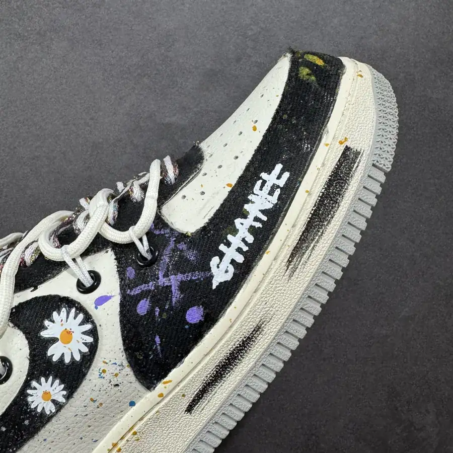 Nike Air Force 107 Low Blue Daisy Hand Painted Sneaker