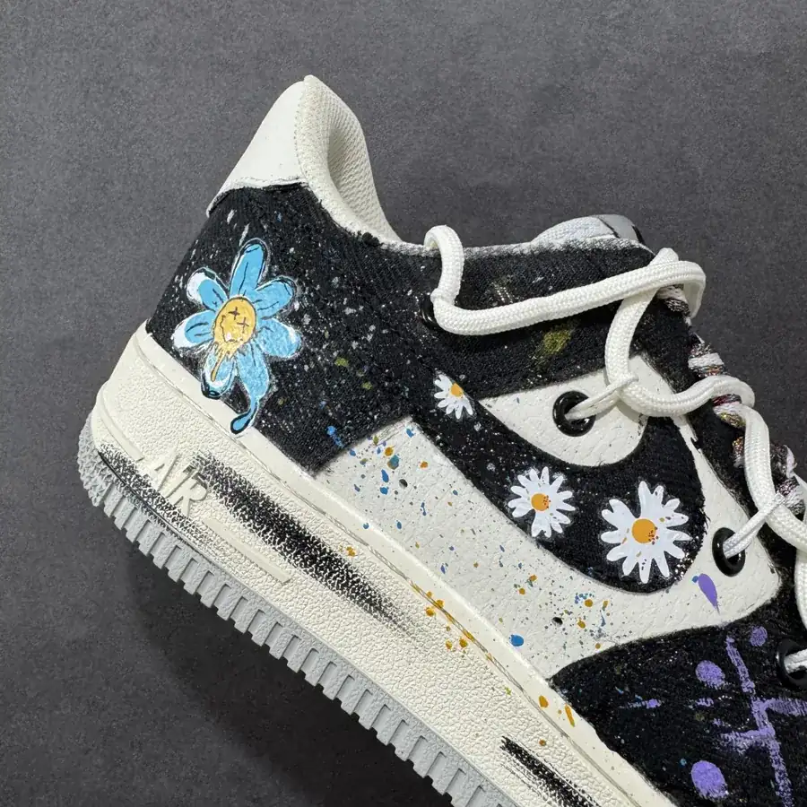 Nike Air Force 107 Low Blue Daisy Hand Painted Sneaker