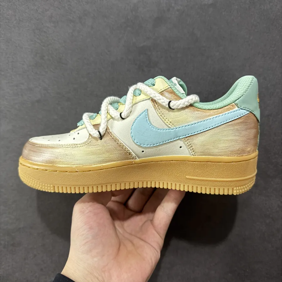 Nike Air Force 1 Low 07 Traditional Chinese Ink Painting Design, White and Teal
