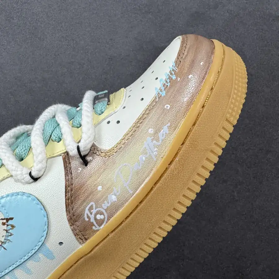 Nike Air Force 1 Low 07 Traditional Chinese Ink Painting Design, White and Teal