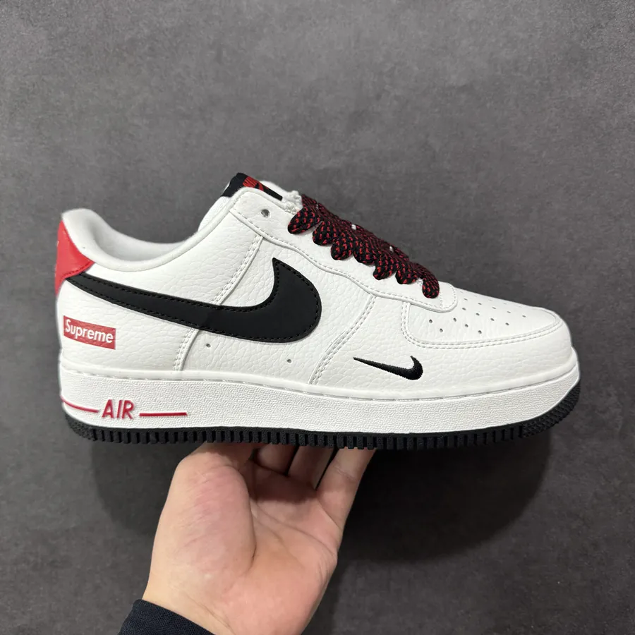 Nike Air Force 1 Low 07 x Supreme White Black Red Swoosh
