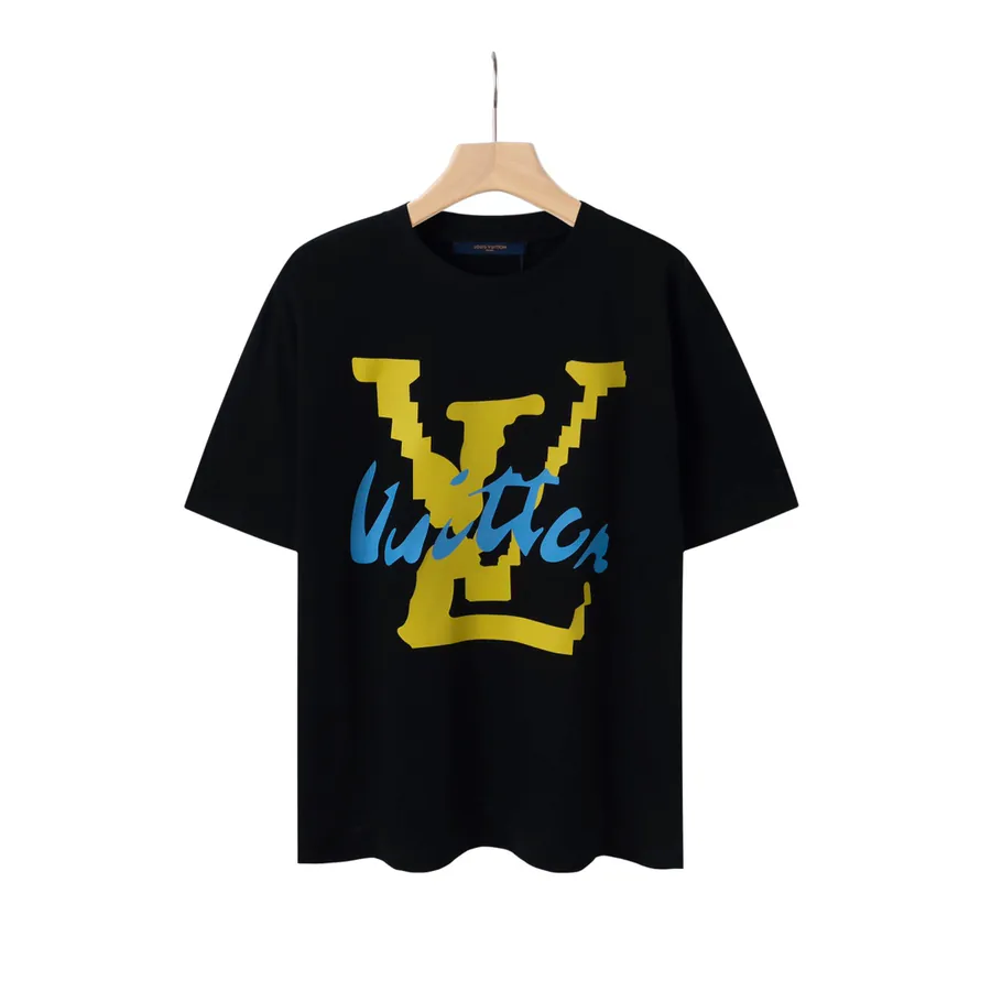 LV Black and White Print Cotton T Shirt Summer Collection