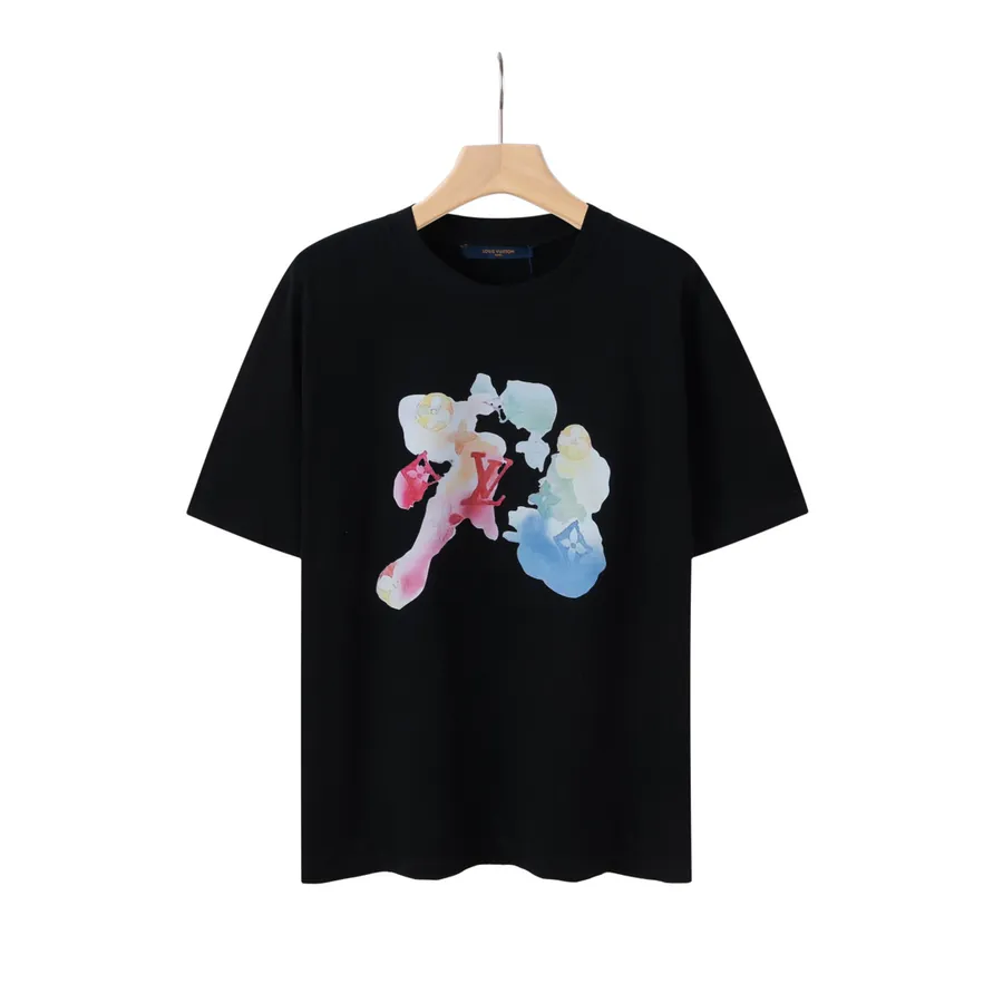 LV Black and White Print Cotton T Shirt Casual Fit