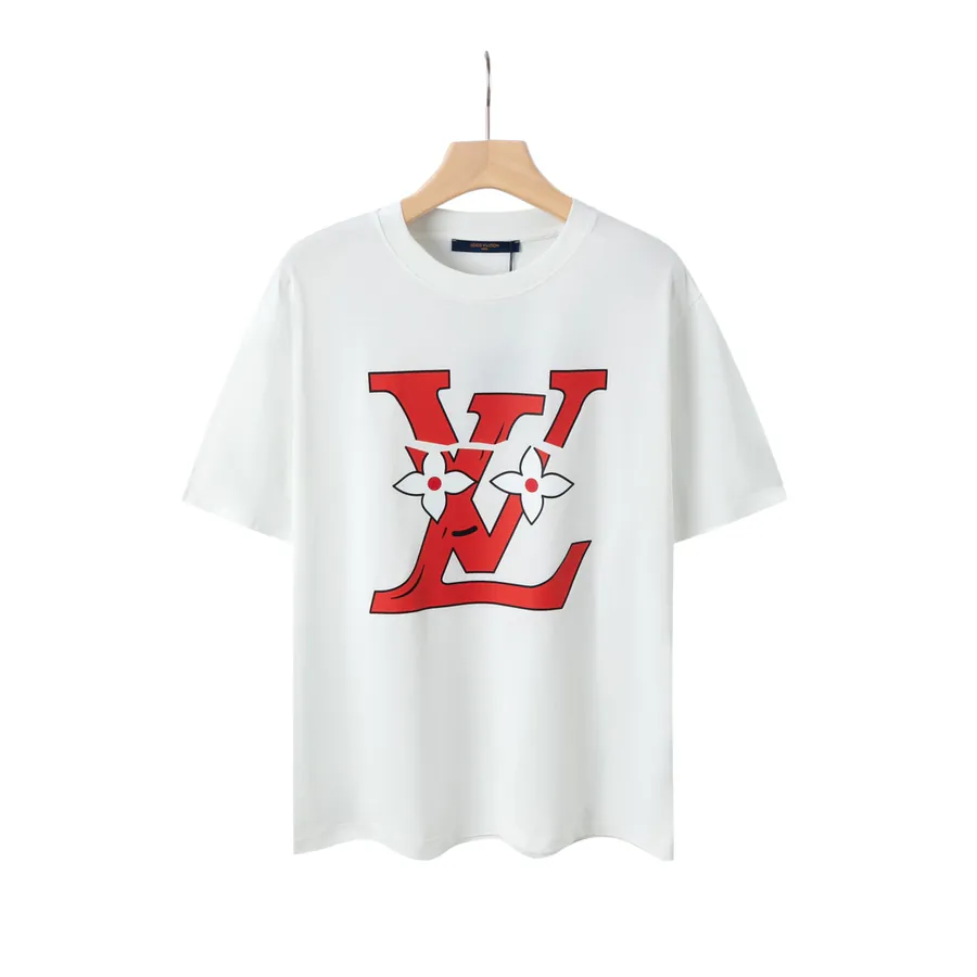 LVV Black and White Print Cotton T Shirt for Men and Women