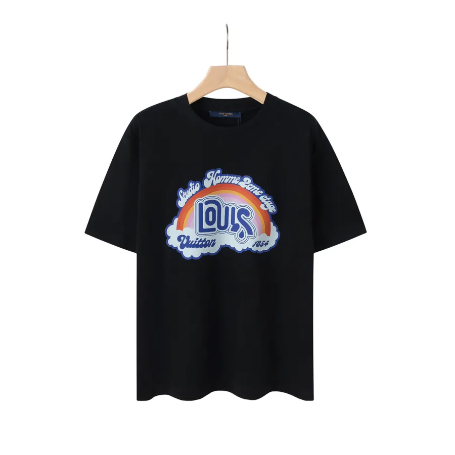 LV Rainbow Print Cotton T Shirt Casual Summer Style